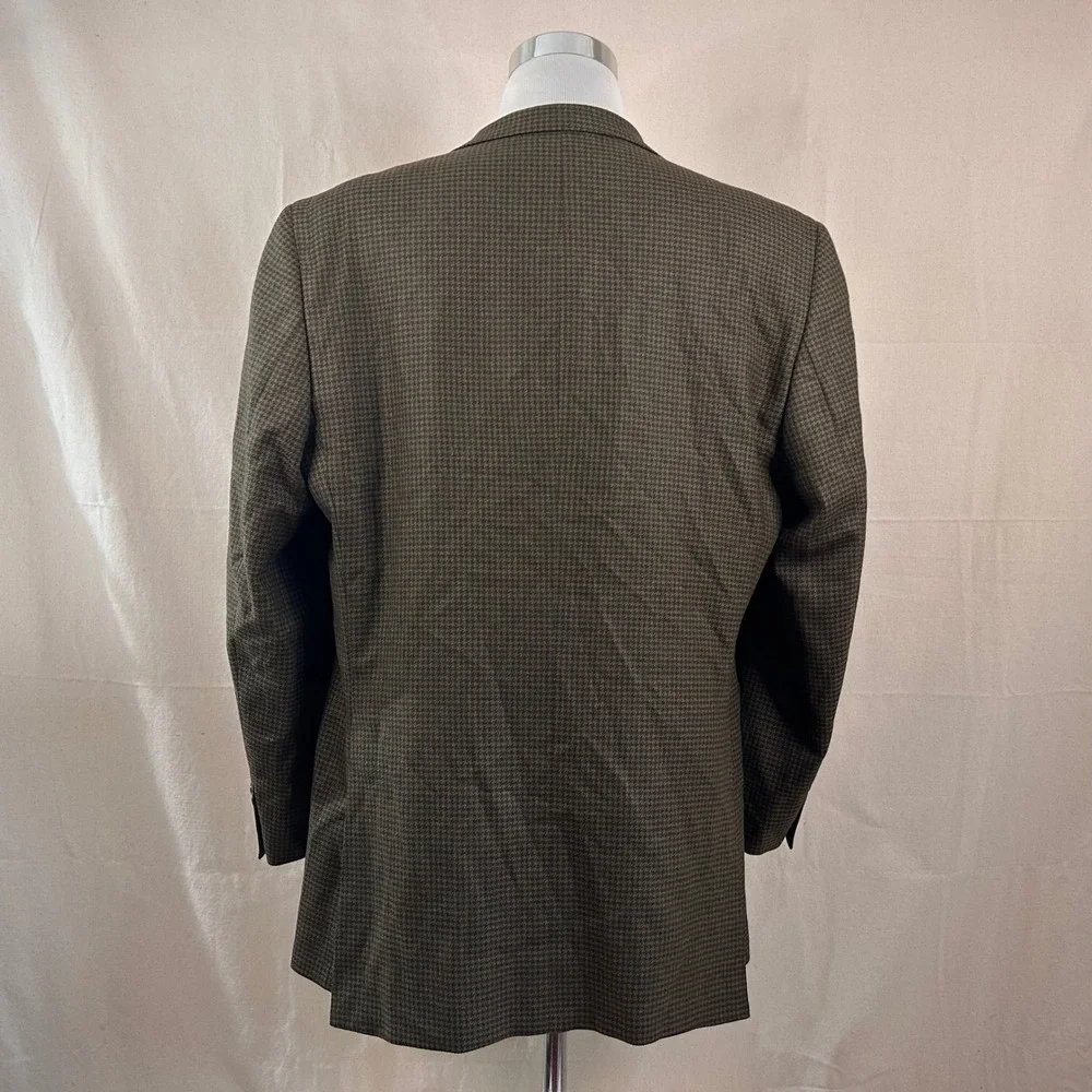 Jack Victor 46L Vitalewood Sport Coat 100% Wool Brown Houndstooth Three Button